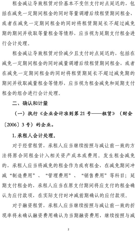 新冠肺炎疫情相关租金减让会计处理规定